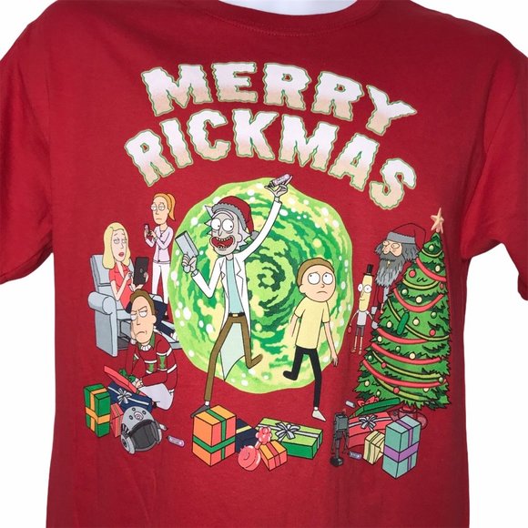 NWT Ripple Junction Adult Swim Rick and Morty Holiday Christmas Tee T-Shirt S - Picture 3 of 8